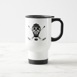 De Voyage Hockey Goalie Skull and Sticks Travel Mug