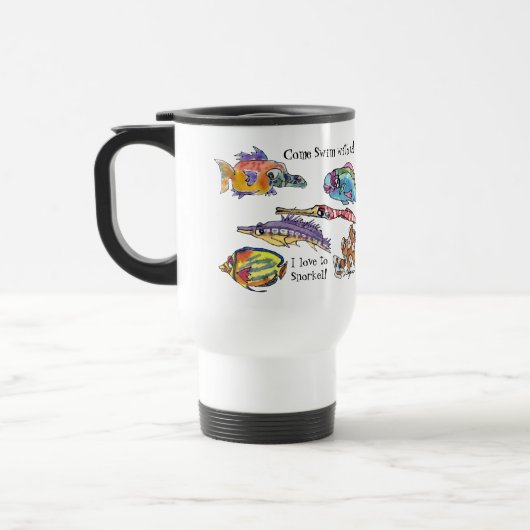 De Voyage I Love to Snorkel amusant Cartoon Fish Mug (Gauche)