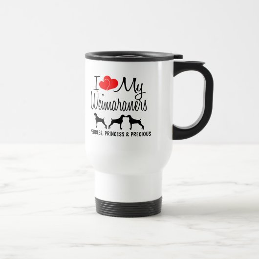 De Voyage J'Aime Mes Trois Chiens Weimaraner Mug (Droite)