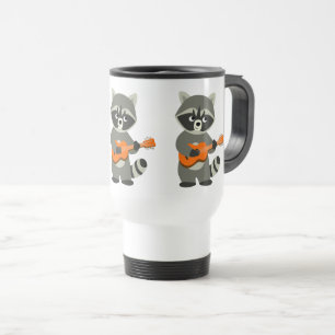 De Voyage Jolie Cartoon Raccoon Jouer Guitare Commuter Mug