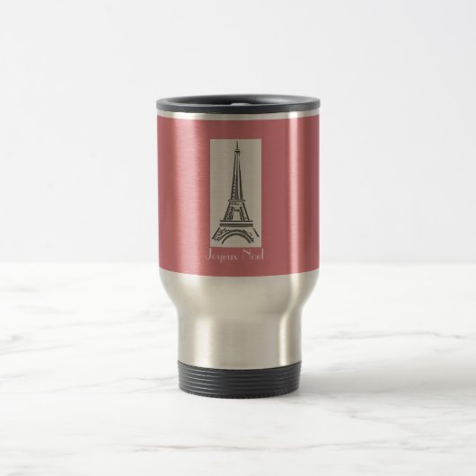 De Voyage Joyeux Noel French Christmas Pink Eiffel Tower Mug (Centre)