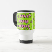 De Voyage Love You Mom, rose et vert Photo Mug (Devant gauche)