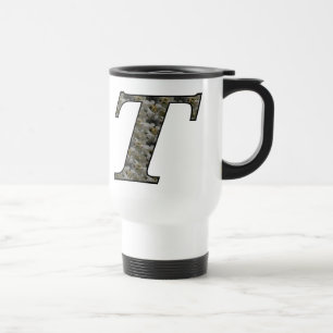 De Voyage Monogramme initial T Hydrangea Floral Travel Mug