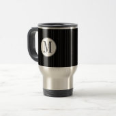 De Voyage Mug monogramme noir à rayures (Devant gauche)