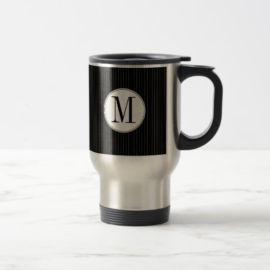 De Voyage Mug monogramme noir à rayures (Droit)