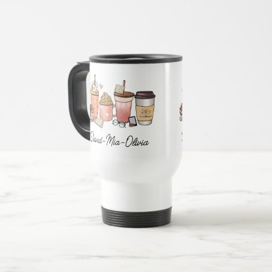 De Voyage Personalized Book & Coffee Day Mug – Custom Name (Devant gauche)