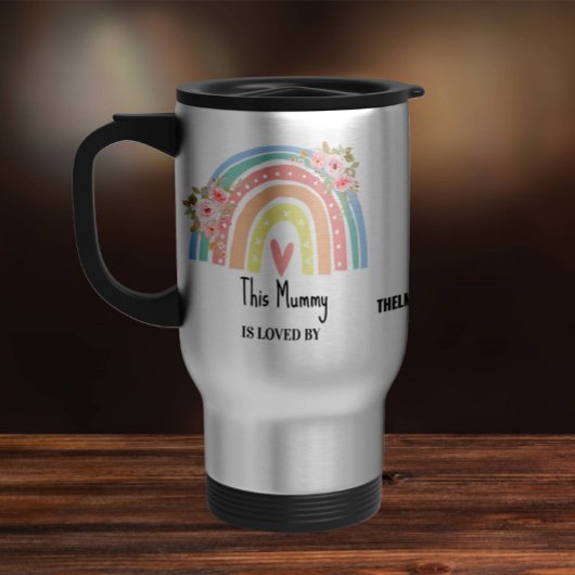De Voyage Personalized Mum's Rainbow & Floral Travel Mug