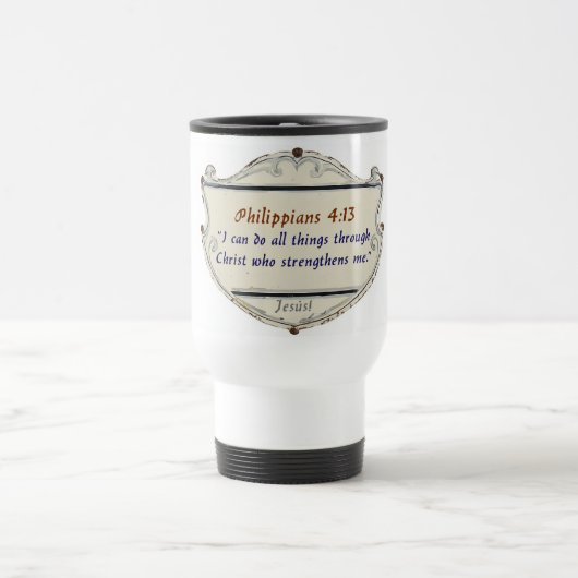 De Voyage Philippians 4:13 Shield Travel Mug (Centre)