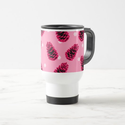 De Voyage Pine rose cônes café Mug (Devant droit)
