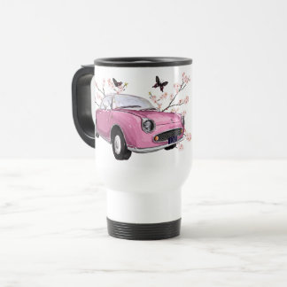 De Voyage Pink Figaro travel mug - roze reisbeker
