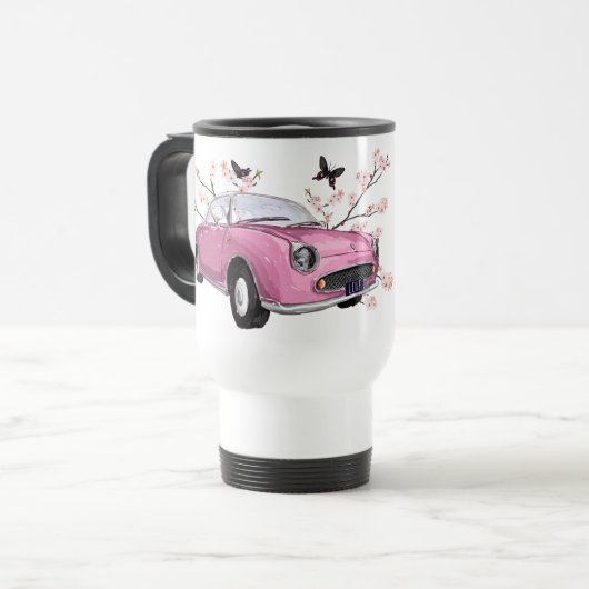 De Voyage Pink Figaro travel mug - roze reisbeker (Devant gauche)