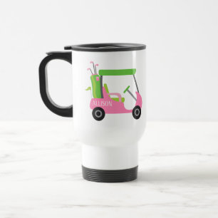 De Voyage Pink & Green Golf Personnalisé Commuter Mug