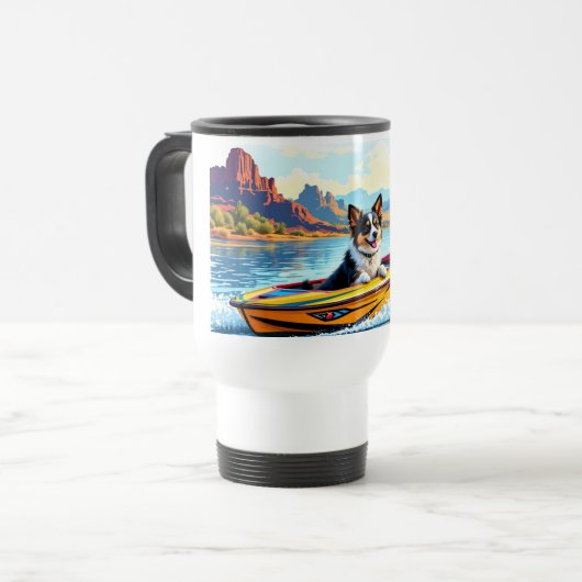 De Voyage Stainless Steel Travel Mug Boating Dog Image (Devant gauche)
