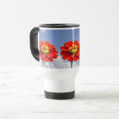 De Voyage Zinnia fleurs rouges Mug (Devant gauche)