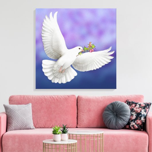 De vredesduif wikkelde canvas afdruk (Insitu (Woonkamer))