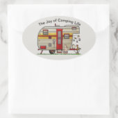 De vreugde van Camping Life Trailer Ovale Sticker (Tas)