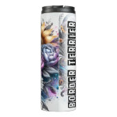 De vreugdevolle bloemenreis van de Border Terrier Thermosbeker (Achterkant)