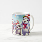 De vreugdevolle dans van een kerstkonijn koffiemok (Voorkant rechts)