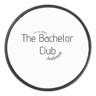 de vrijgezellenclub naam jaar stijlvol trendy rond hockey puck