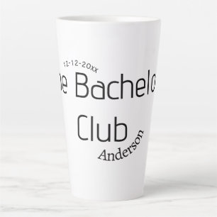 de vrijgezellenclub naam jaar stijlvol trendy rond latte mok