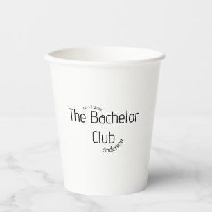 de vrijgezellenclub naam jaar stijlvol trendy rond papieren bekers