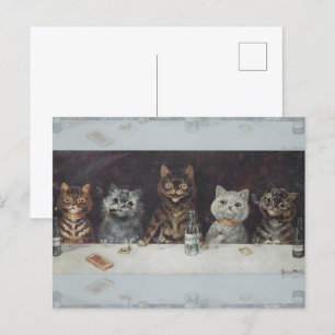 De vrijgezellenfeest van de kat briefkaart