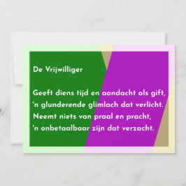 De Vrijwilliger Bedankkaart