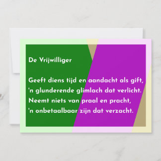 De Vrijwilliger Bedankkaart
