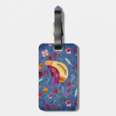 De vroege vogel in de bloementuin bagagelabel (Achterkant verticaal)