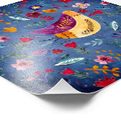 De vroege vogel in de bloementuin foto afdruk (Hoek)