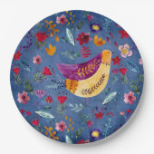 De vroege vogel in de bloementuin papieren bordje (Voorkant)