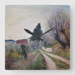 De VROEGSTE LENTE IN het Landschap van Vierkante Klok