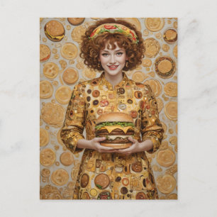 De vrolijke Cheeseburger Lady Briefkaart