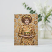 De vrolijke Cheeseburger Lady Briefkaart (Staand voorkant)