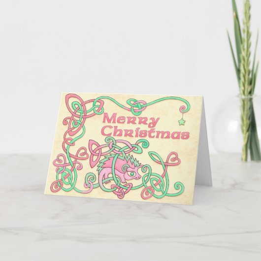 De vrolijke Keltische egel van Kerstmis Feestdagen Kaart (Voorkant)