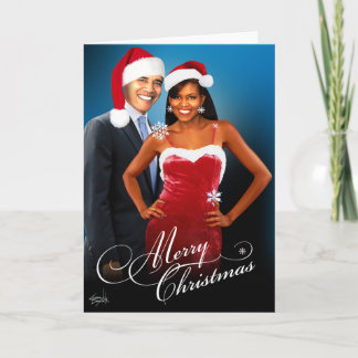 De vrolijke Kerstman Barack Michelle Obama van Feestdagen Kaart