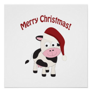 De vrolijke Koe van Kerstmis Perfect Poster