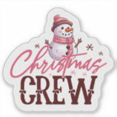 De vrolijke Roze Sneeuwman Sticker (Voorkant)