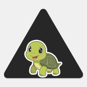 De vrolijke schildpad die nooit haastte driehoek sticker