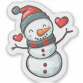 De vrolijke sneeuwman viert kerst! sticker (Voorkant)