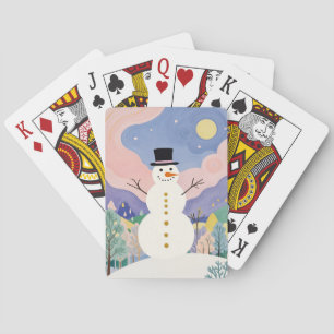 De vrolijke toeschouwer van de winter pokerkaarten