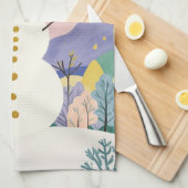 De vrolijke toeschouwer van de winter theedoek (Quarter Fold)