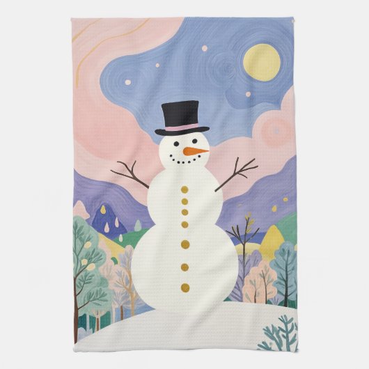 De vrolijke toeschouwer van de winter theedoek (Verticaal)