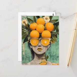 De Vrouw en de Sinaasappels Collage Briefkaart