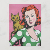 De vrouw en haar kat briefkaart (Voorkant)