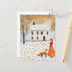 De Vrouw en Rode Vos Briefkaart