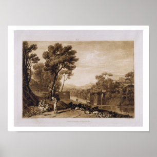 De vrouw en Tambourine, gegraveerd door Charles Dr Poster