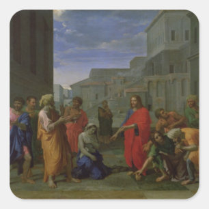 De vrouw in Adultery, 1653 Vierkante Sticker