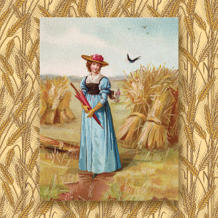 De vrouw in de tarweveld briefkaart