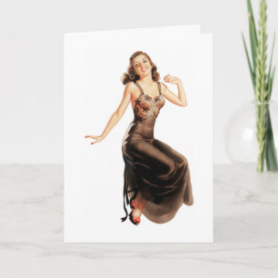 De vrouw in zwarte lingerie, verjaardag kaart